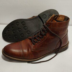 Crown Vintage Lingdale Men 10M Ankle Boots Brown Leather Zip and Lace